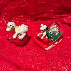 Dalmatian Christmas Ornament Set - Red and Green- preloved